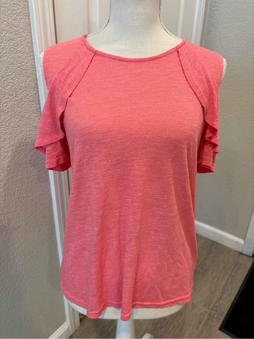 Juicy Couture Coral Pink Ruffle Sleeve Tee